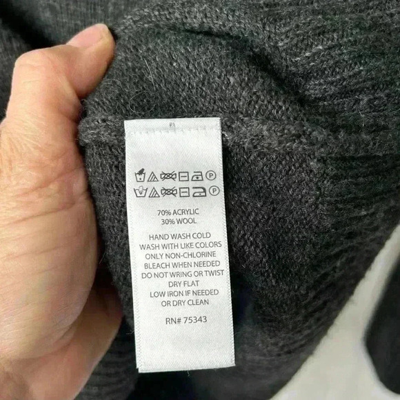 CYNTHIA ROWLEY Charcoal Grey Wool Blend Ruffled Sweater Women's Size Small - Picture 7 of 7